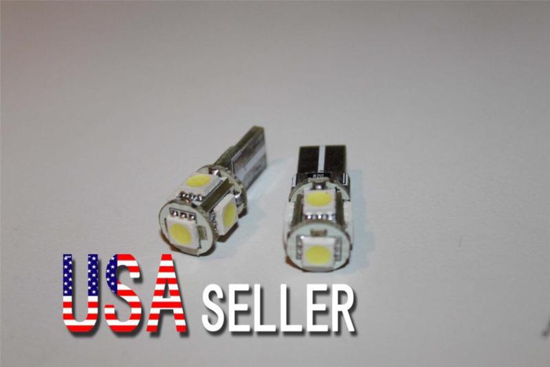 2pcs canbus error free t10 wedge 5-smd 5050 led light bulb 192 194 158 white