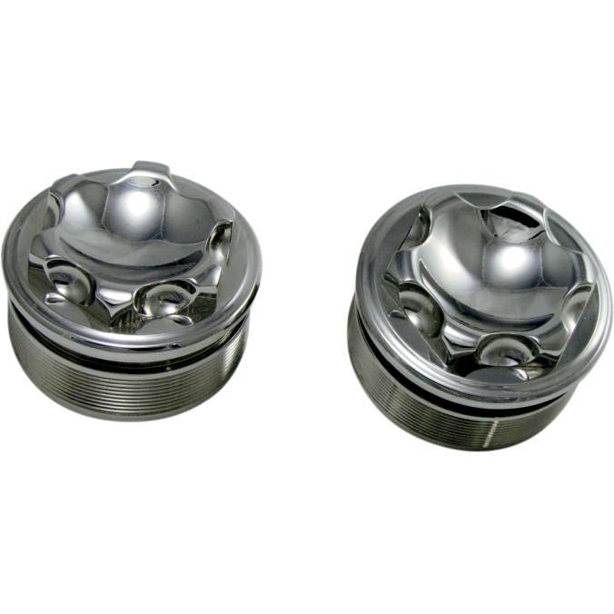 Todd's cycle fc-3002 fork tube caps polished 49mm  2006-2013 harley fxd; v-rod