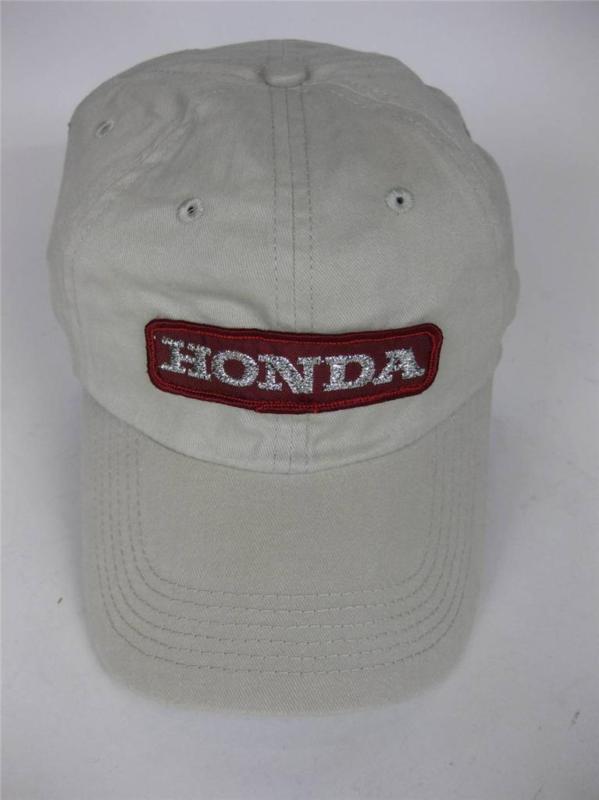 Authentic retro honda hat- cotton twill hat - beige w/ red & silver patch