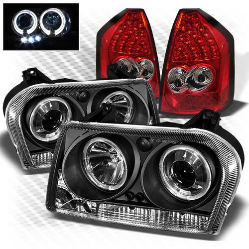 05-07 300 black halo projector headlights + r/c philips-led perform tail lights