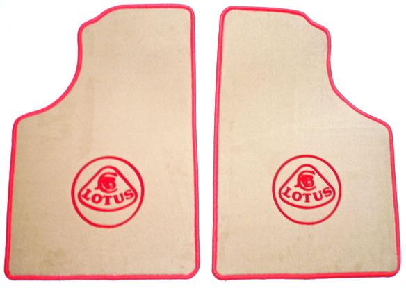 Tan/red velours mat set for lotus esprit + turbo s4 + v8 lhd + rhd