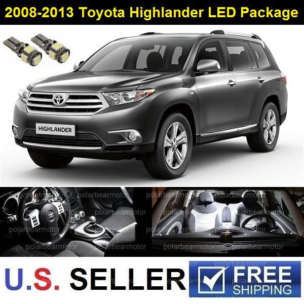 2008-2013 toyota highlander interior led smd lights package kit 7 pieces white