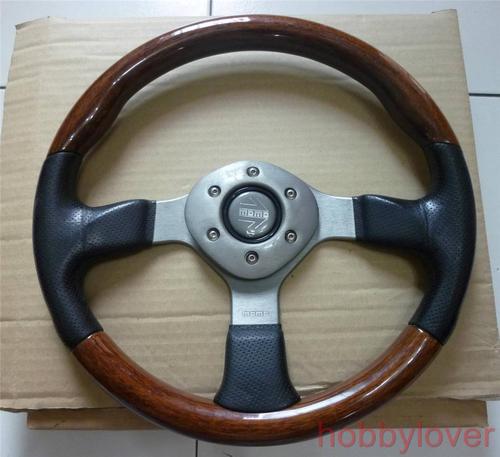 Momo fighter corse italy made leather steering wheel racing w/ horn button sw273