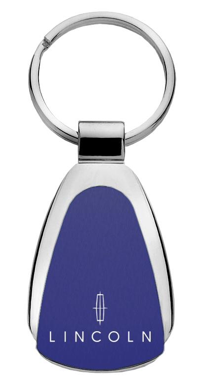 Lincoln blue blue tear drop metal key chain ring tag key fob logo lanyard