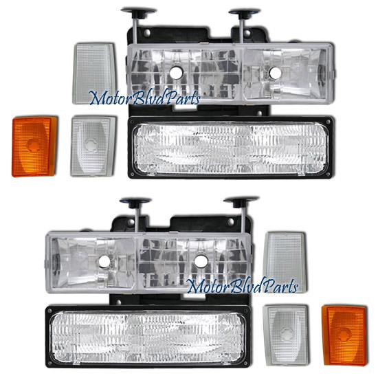 88-93 chevy c/k truck suburban headlights headlamps turn signals lamps