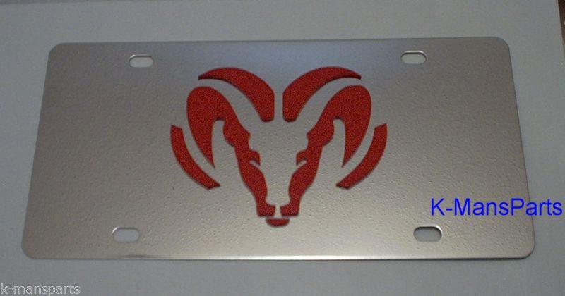 Dodge ram stainless steel vanity license plate tag red