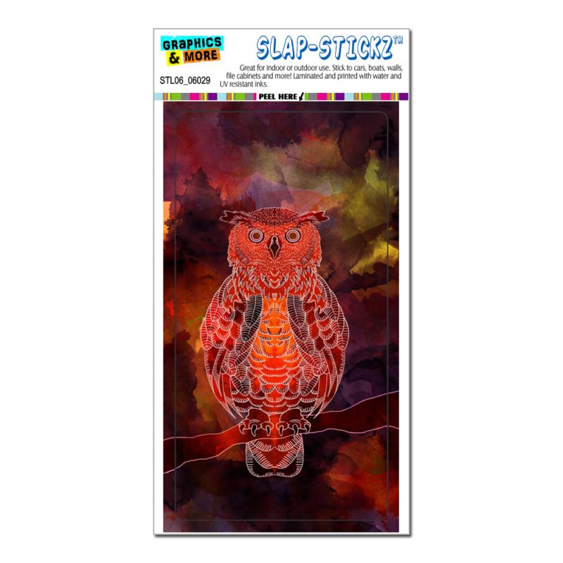 Owl watercolor orange red - bird - slap-stickz™ car window locker bumper sticker