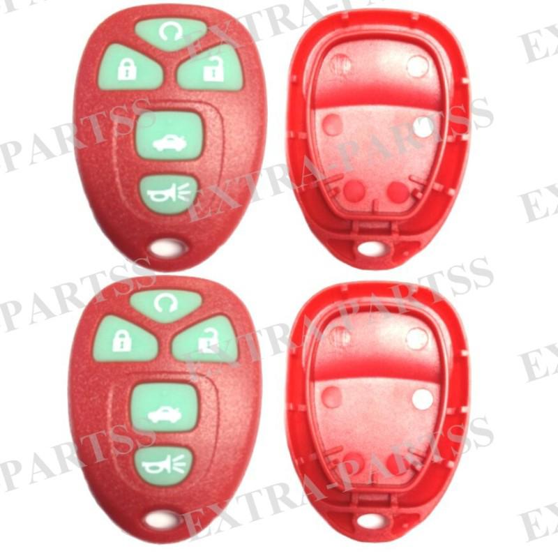 2 new red glow replacement gm keyless remote key fob shell case & pad clicker