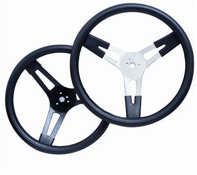 Quickcar aluminum steering wheel natural black rubber grip 15" dia 3" dish ea