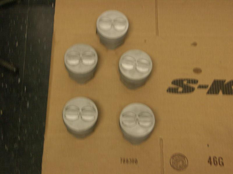 Used (5) trw l2256 forged pistons small block chevy 350 4.030"  - flat top