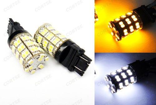 White amber 3157 switchback 57 smd led parking turn signal light bulb 3457 3057