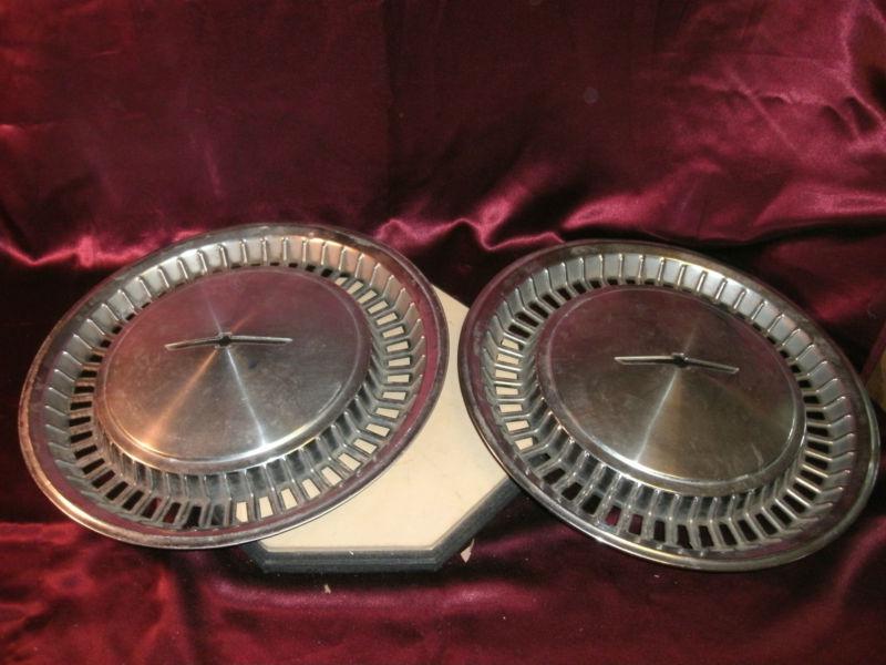 (2) pair of vtg chevrolet chevy 15 1/2" diameter "bowtie vented" chrome hubcaps