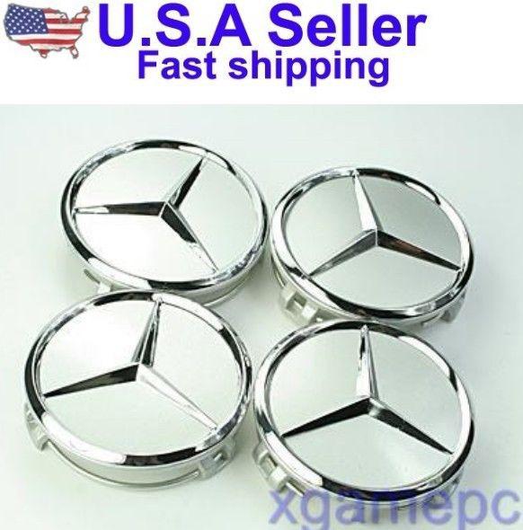 Mercedes benz c e s cl gl sl ckl slk class wheel center caps 4 pcs (hhhhh)