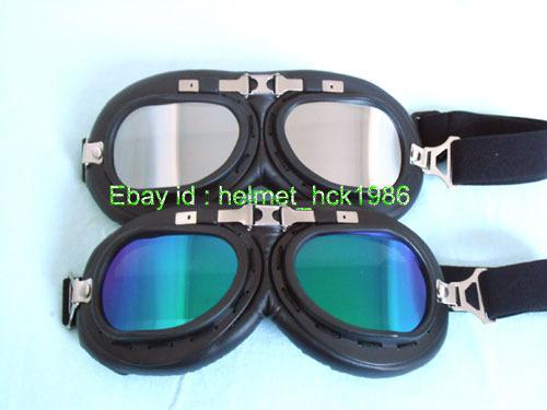 2 pcs uv motorcycle scooter cruiser helmet's black goggles color + silver lenses