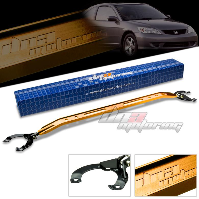 01-05 honda civic dx/lx dna gold 40mm aluminum front upper strut tower bar/brace