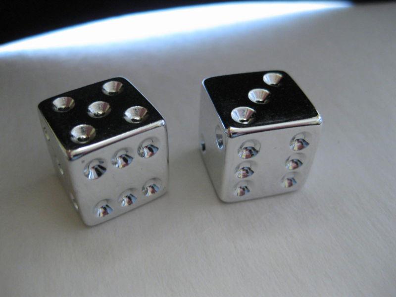 Motorcycle valve stem caps/covers ~  chrome  dice ~  free ship 