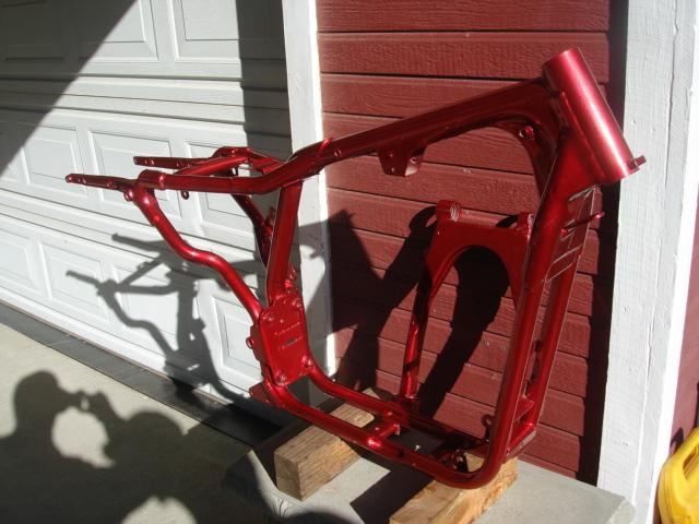 Harley davidson 883 frame candy apple red powder coat with swing arm