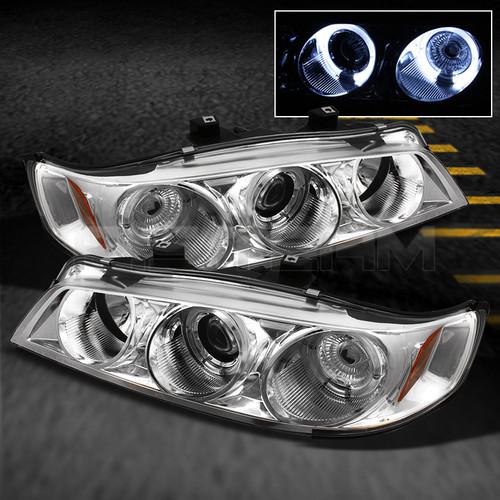 94-97 honda accord 2/4dr dual halo projector chrome headlights lamps pair set