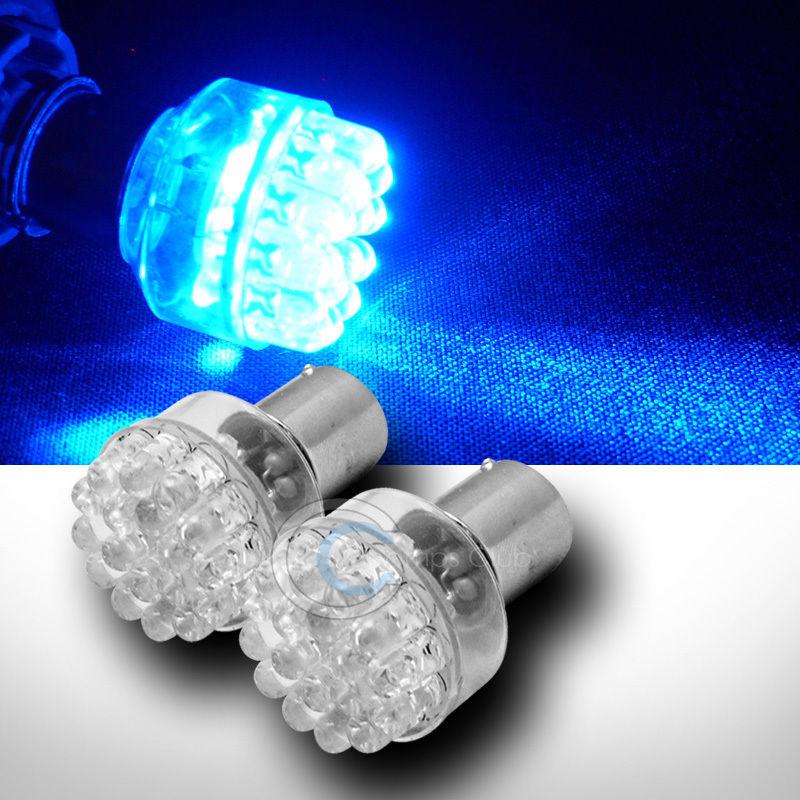 2pc blue 1156 ba15s 24x led backup/reverse tail light bulbs pair 7506 7507 7527