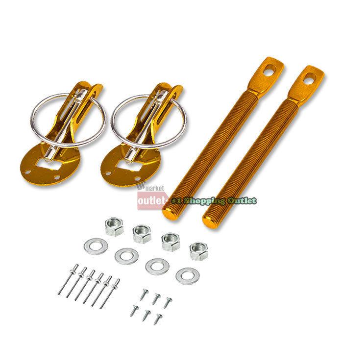 Gold universal security aluminum speed car racing hood pins lock bolt kit set