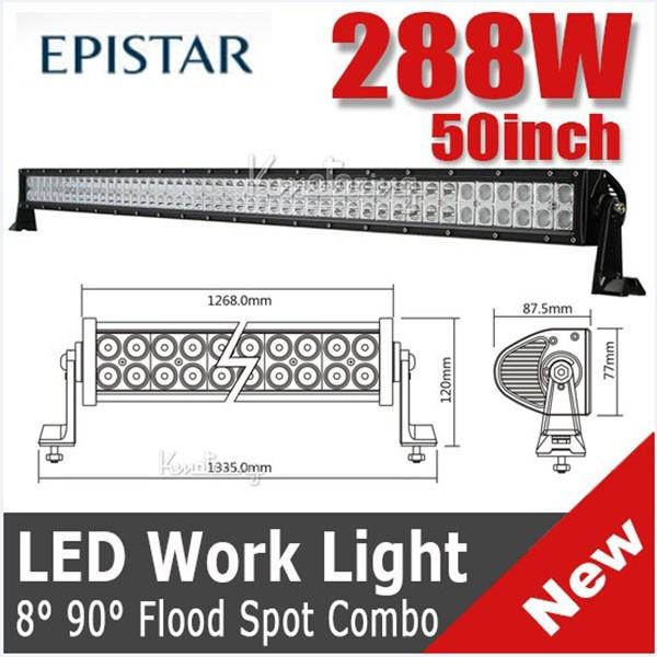 50inch 288w 28800lm epistar led work light bar offroad driving pickup 4wd lamp