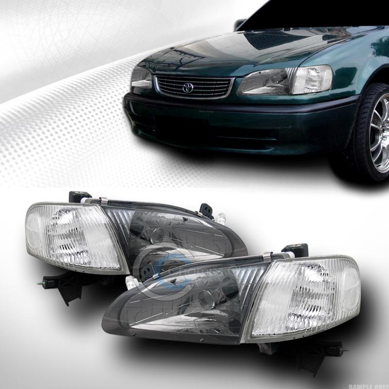 Jdm crystal smoke head lights+depo clear signal corner lamp 98-00 toyota corolla