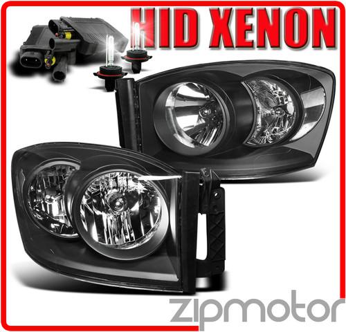 2006 2007 2008 dodge ram 1500 2500 3500 pickup black crystal headlight+hid 6000k