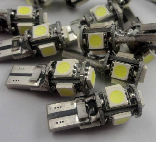 4x white t10 wedge 5-smd 2652 194 168 2450 led lights canbus error free #sb11