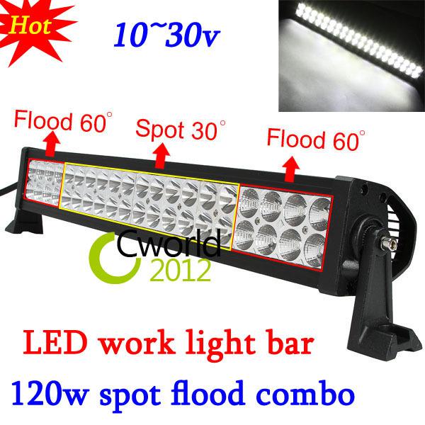 120w 9000lum spot flood combo led work driving light lamp bar 4wd boat mine 4x4