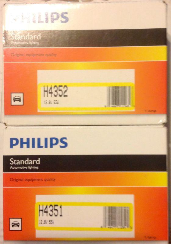 Philips h4352 and h4351headlight bulb halogen high beam right left set