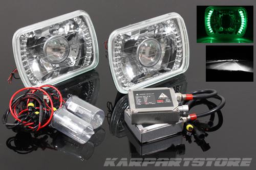 6000k white h4 hi-low hid/7x6 h6014/h6052/h6054 green led projector headlights