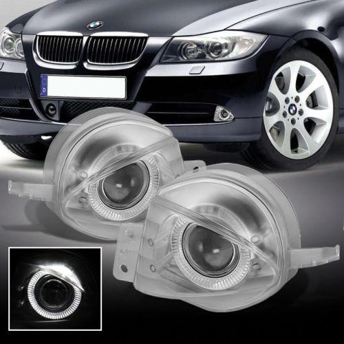 06-08 bmw e90 3-series 4dr sedan clear lens halo projector fog lights w/switch