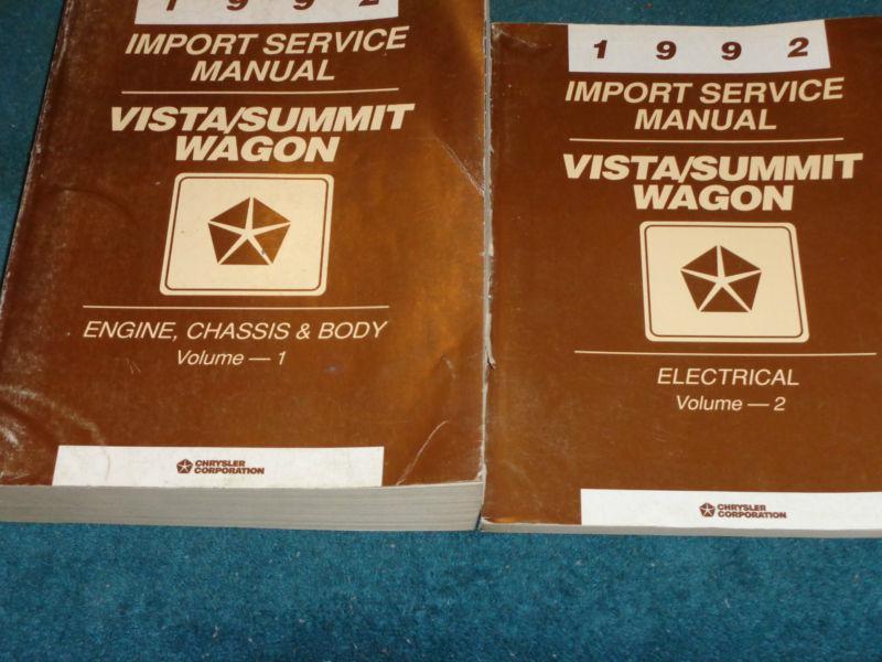 1992 dodge vista / eagle summit wagon shop manual set / original books!!