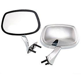 Chrome manual side view door mirror assembly pair set driver+passenger