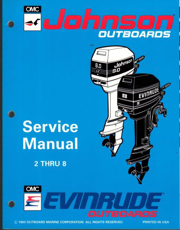 1994 omc evinrude johnson outboard motor 2 thru 8 hp service manual p/n 500606