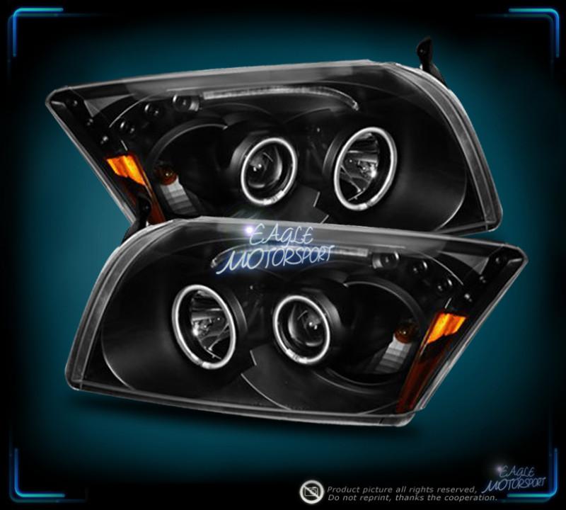 2007-2009 dodge caliber dual twin ccfl halo projector led black blk headlights