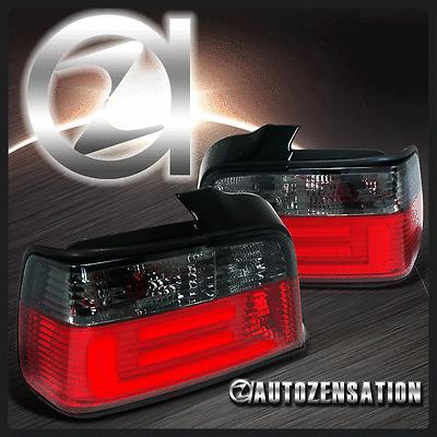 92-98 bmw e36 3-series 4dr 318i 325i red smoke led light bar tail brake lamps