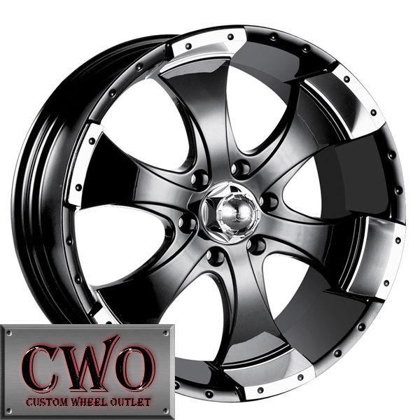 18 black ion 136 wheels rims 5x127 5 lug jeep wrangler cherokee c1500