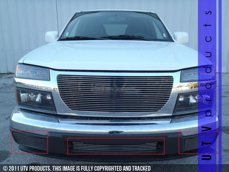 2004 - 2012 chevy colorado 3pc bumper & fog lights chrome billet grille kit