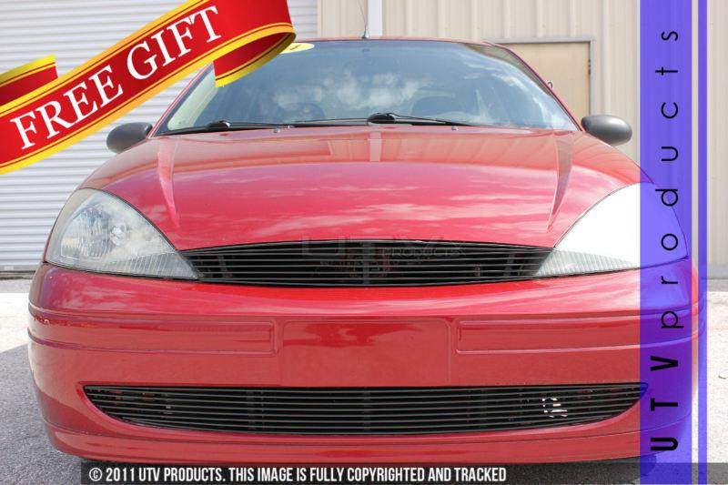 2001 - 2004 ford focus upper & bumper 2pc black billet grille full lower 01 02 