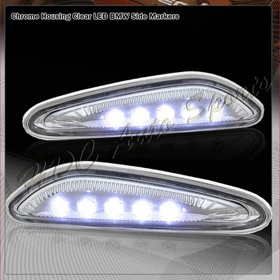 1999-2006 bmw e46 3/5 series chrome housing white led signal side marker lights