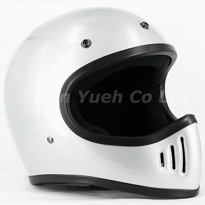 Moto 3-style motorcycle off-road chopper motocross full face helmet silver dot 