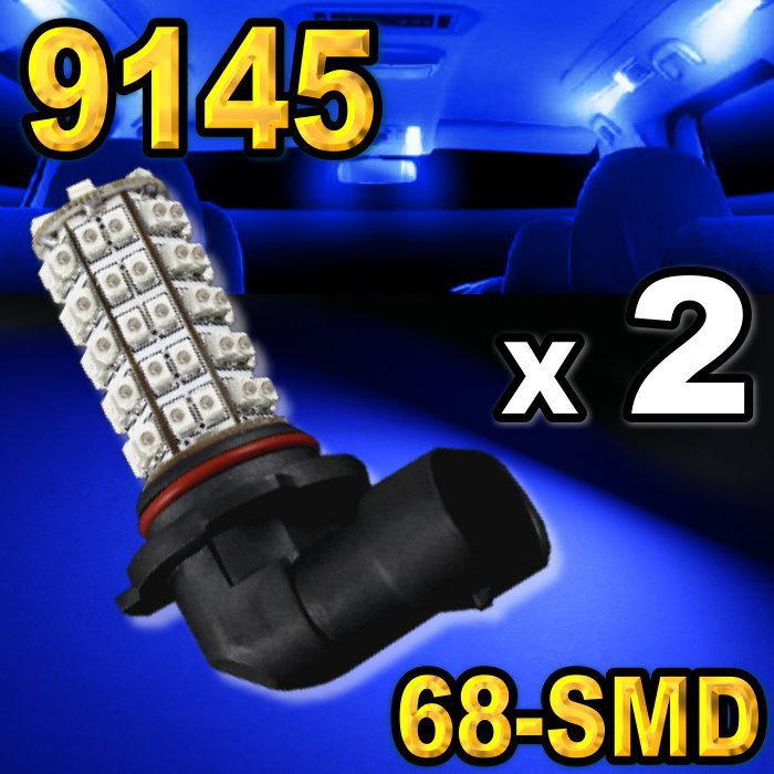 2x 9145 blue 68-smd led driving fog lights 9140 9045.