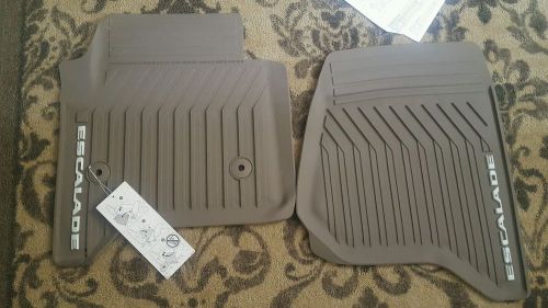 15-16 cadillac escalade floor mats front 2 tan &amp; black gm