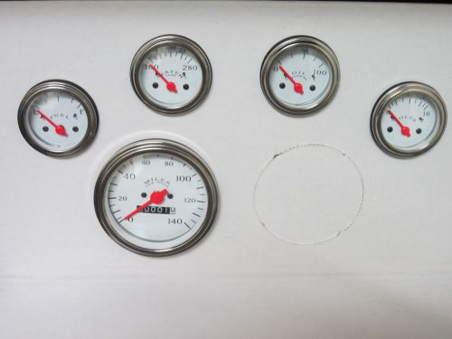 5 gauge mech, white. instrument,muscle car,hot rod,gm,truck,ford,dodge,&amp;plymouth