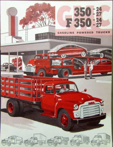 1954 gmc gas truck model 350 24 27 &amp; f 350 24 27 orig sales brochure folder