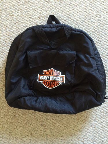 Harley-davidson motor cycles half moon duffel bag black 12&#034; x 12&#034; fur white line