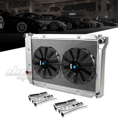 71-73 ford mustang/country v8 3-row full aluminum racing radiator+x2 black fan