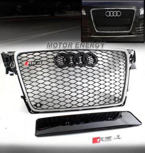 2009-2012 audi a4 avant s4 mesh sport bumper hood grille gloss black silver trim