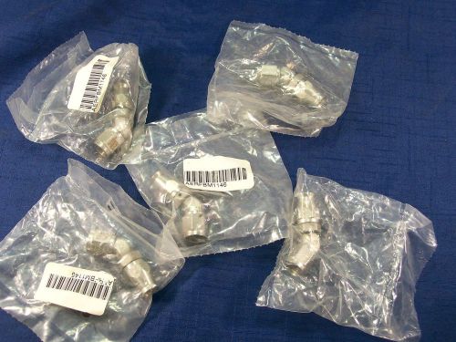 Nascar lot of 5 aeroquip stainless steel reusable an-4 fittings, 45 degree